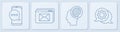 Set line Chat messages notification on phone, Mail and e-mail, Website and envelope and Speech bubble chat. White square