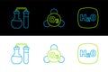 Set line Chemical formula H2O, Test tube and Ozone icon. Vector