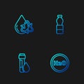 Set line Chemical formula for H2O, Test tube with water drop, Recycle clean aqua and Bottle of. Gradient color icons Royalty Free Stock Photo