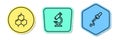 Set line Chemical formula, Microscope and Pipette. Colored shapes. Vector