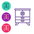 Set line Chest of drawers icon isolated on white background. Set icons colorful. Vector Royalty Free Stock Photo