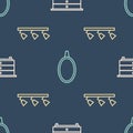 Set line Chest of drawers, Led track lights and lamps and Mirror on seamless pattern. Vector