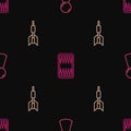 Set line Chip for board game, Dart arrow and Backgammon on seamless pattern. Vector