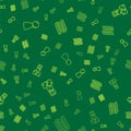 Set line Chip for board game, Domino and Board on seamless pattern. Vector