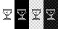 Set line Christian chalice icon isolated on black and white background. Christianity icon. Happy Easter. Vector Illustration Royalty Free Stock Photo