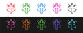 Set line Christian cross icon isolated on black and white background. Church cross. Vector Royalty Free Stock Photo