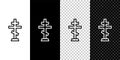 Set line Christian cross icon isolated on black and white,transparent background. Church cross. Vector Royalty Free Stock Photo