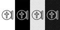 Set line Christian cross icon isolated on black and white,transparent background. Church cross. Vector Royalty Free Stock Photo