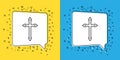 Set line Christian cross icon isolated on yellow and blue background. Church cross. Vector Illustration Royalty Free Stock Photo