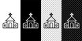Set line Church building icon isolated on black and white,transparent background. Christian Church. Religion of church Royalty Free Stock Photo