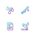 Set line Cigarette, Radiation warning document, Acid rain and Poison the arrow. Gradient color icons. Vector