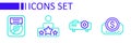 Set Line Cinema Ticket, Movie, Film, Media Projector, Actor Star And CD Disk Award Frame Icon. Vector