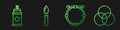 Set line Circle with Bezier curve, Paint spray can, Paint brush and RGB and CMYK color mixing. Gradient color icons
