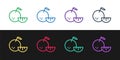 Set line Citrus fruit icon isolated on black and white background. Orange in a cut. Healthy lifestyle. Vector Royalty Free Stock Photo