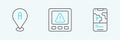 Set line City map navigation, Location and Gps device error icon. Vector Royalty Free Stock Photo