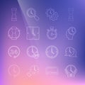 Set line Clock, speech bubble, Time Management, Old hourglass, and Stopwatch icon. Vector Royalty Free Stock Photo