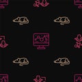 Set line Cloning, Experimental mouse and Genetic engineering modification on seamless pattern. Vector Royalty Free Stock Photo