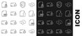 Set line Cloud with check mark, EPS file document, Document minus, folder protection, Unknown, DOC, and lock and Upload