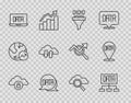 Set line Cloud computing lock, Data analysis, Binary code, download and upload, Search cloud and icon. Vector Royalty Free Stock Photo