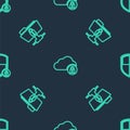 Set line Cloud computing lock, FTP folder and and Shield security with on seamless pattern. Vector Royalty Free Stock Photo