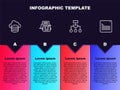 Set line Cloud database, Chat bot, Algorithm and Web developer programming code. Business infographic template. Vector Royalty Free Stock Photo