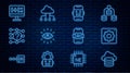 Set line Cloud database, Computer api interface, Chat bot, Artificial intelligence AI, Neural network, Algorithm, and Royalty Free Stock Photo