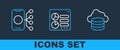 Set line Cloud database, Neural network and Computer api interface icon. Vector Royalty Free Stock Photo