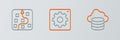 Set line Cloud database, Neural network and Computer api interface icon. Vector Royalty Free Stock Photo