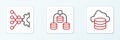 Set line Cloud database, Neural network and Server, Data icon. Vector Royalty Free Stock Photo