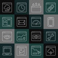 Set line Cloud download, Browser setting, Mobile phone, window, Website and mail, developer programming code, technology Royalty Free Stock Photo