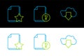 Set line Cloud download, Document with star and Unknown document icon. Vector