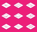 Set line Cloud download and upload, Next page arrow, Delete folder, file document, Upload, Document, with check mark and Royalty Free Stock Photo