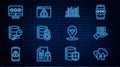 Set line Cloud download and upload, Server, Data, Web Hosting, Pie chart infographic, security with lock, key, Monitor Royalty Free Stock Photo