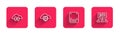 Set line Cloud download and upload, shield, Server and Data analysis with long shadow. Red square button. Vector Royalty Free Stock Photo