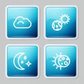 Set line Cloud, Earth globe and sun, Moon stars and Eclipse of the icon. Vector Royalty Free Stock Photo