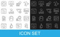 Set line Cloud hacking, Different files, Monitor with graph chart, Network cloud connection, Computer network, File Royalty Free Stock Photo