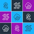 Set line Cloud hacking, technology data transfer and Data stream icon. Vector Royalty Free Stock Photo