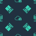 Set line Cloud mail server, Mail and Server, Data, Web Hosting on seamless pattern. Vector Royalty Free Stock Photo