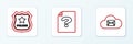 Set line Cloud mail server, Police badge and Unknown document icon. Vector