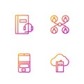 Set line Cloud or online library, Laptop, Audio book and Online class. Gradient color icons. Vector Royalty Free Stock Photo