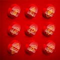 Set line Cloud and shield, Binary code, Network cloud connection, Search with folder, Data analysis, Server and Royalty Free Stock Photo
