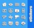 Set line Cloud and shield, Credit card with, Smartphone, Shield brick wall, Monitor exclamation mark, Browser, House