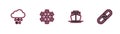 Set line Cloud with snow and rain, Ship, Snowflake and Chain link icon. Vector Royalty Free Stock Photo