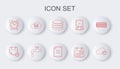 Set line Cloud sync refresh, Calendar with check mark, Database, Alarm clock, database, Water tap and Delete file