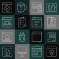 Set line Cloud technology data transfer, Books about programming, Flowchart, Browser setting, Clipboard with checklist Royalty Free Stock Photo