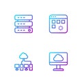 Set line Cloud technology data transfer, Computer network, Server, Data, Web Hosting and Loading window. Gradient color Royalty Free Stock Photo