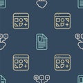Set line Cloud technology data transfer, Different files and File document on seamless pattern. Vector Royalty Free Stock Photo