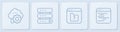 Set line Cloud technology data transfer, File missing, Server, Data, Web Hosting and Software. White square button Royalty Free Stock Photo