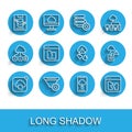 Set line Cloud technology data transfer, Filter setting, Server, Data, Web Hosting, Broken file, File missing, and Royalty Free Stock Photo