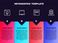 Set line Cloud technology data transfer, Laptop, Code terminal and Hacker or coder. Business infographic template Royalty Free Stock Photo
